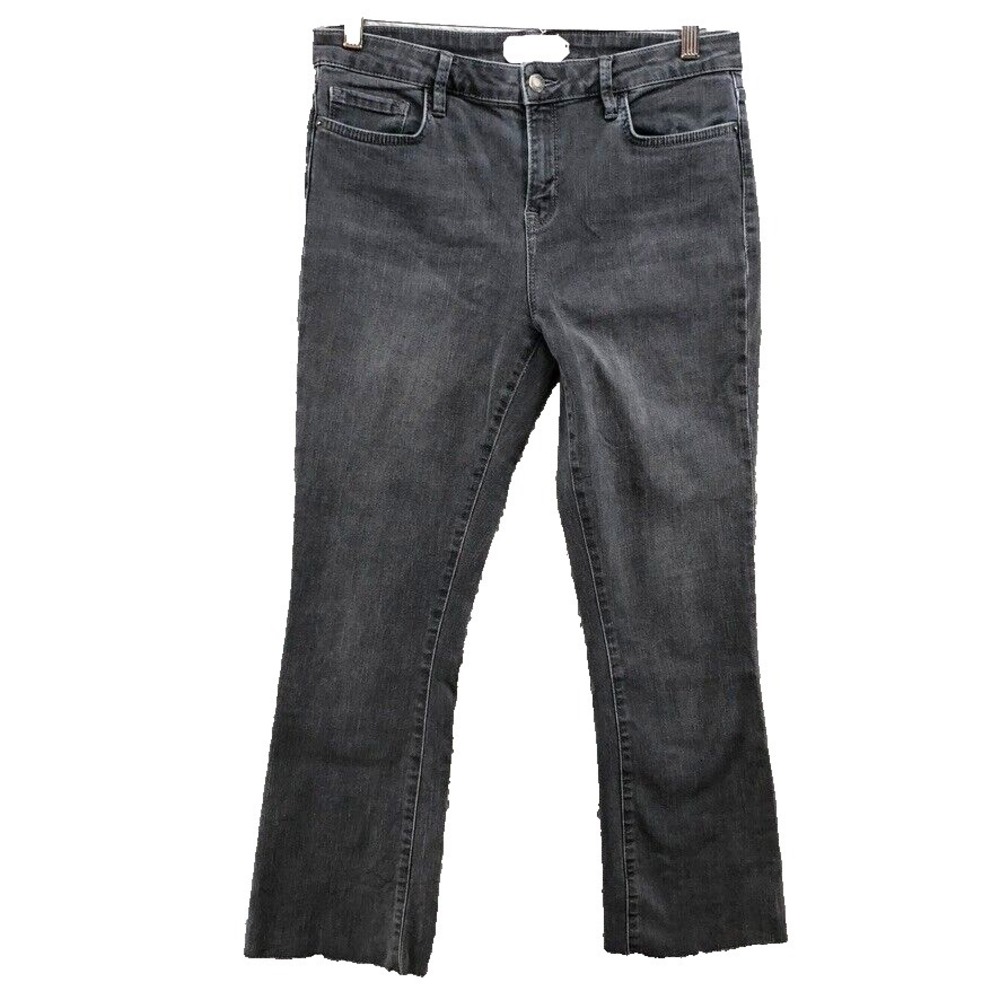 Free‎ People Raw Hem Cropped Jeans Womens 30 10 Black Denim Mid Rise Edgy Rocker